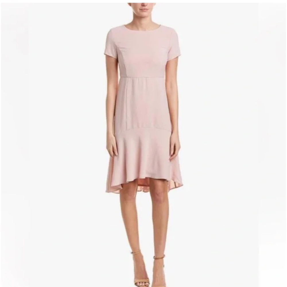 Avec Les Filles Petal Pink Knee Length High Low Flounce Dress Spring Easter - 6